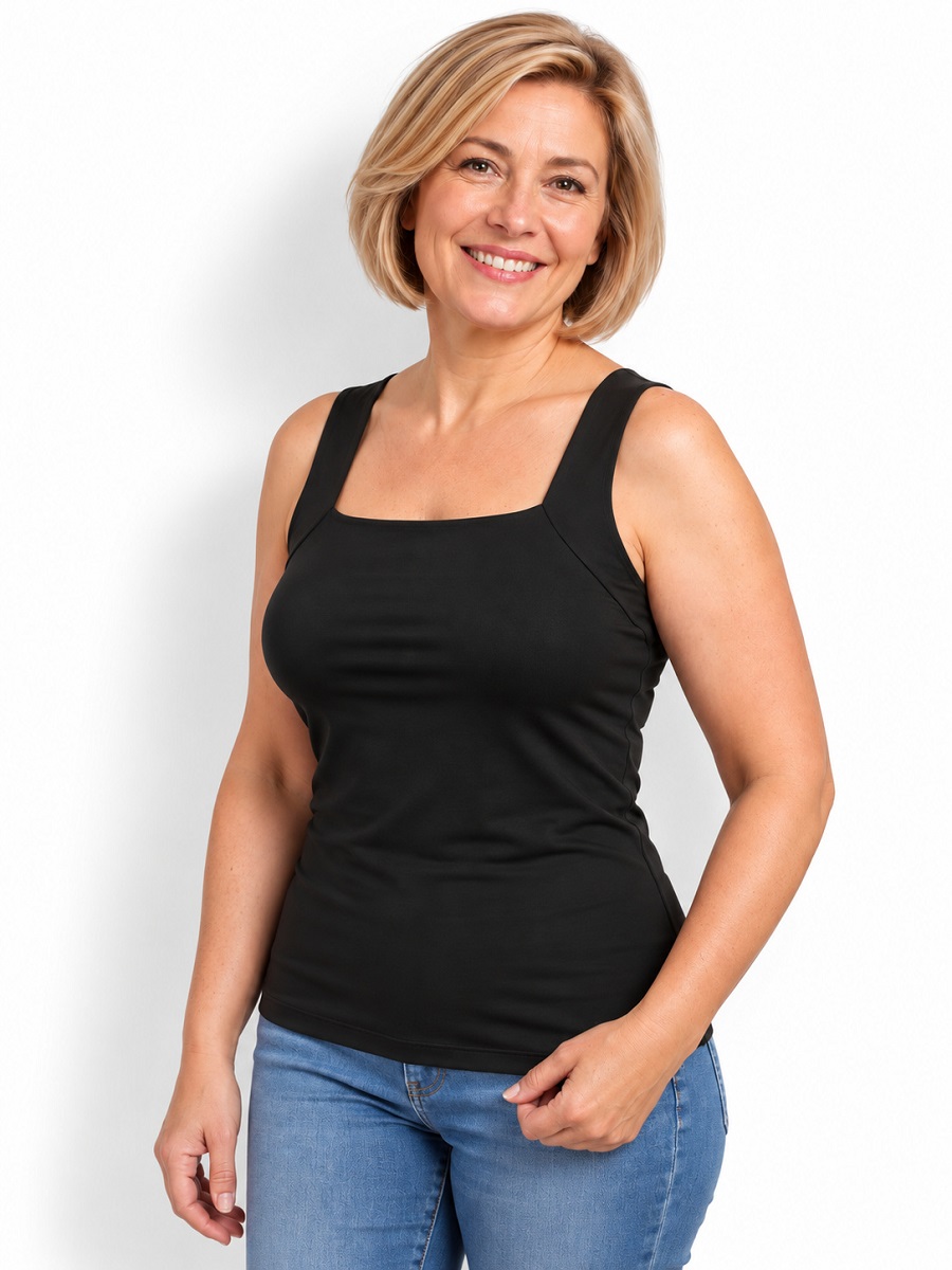 Camiseta negra con sujetador integrado sin aros Lunevae